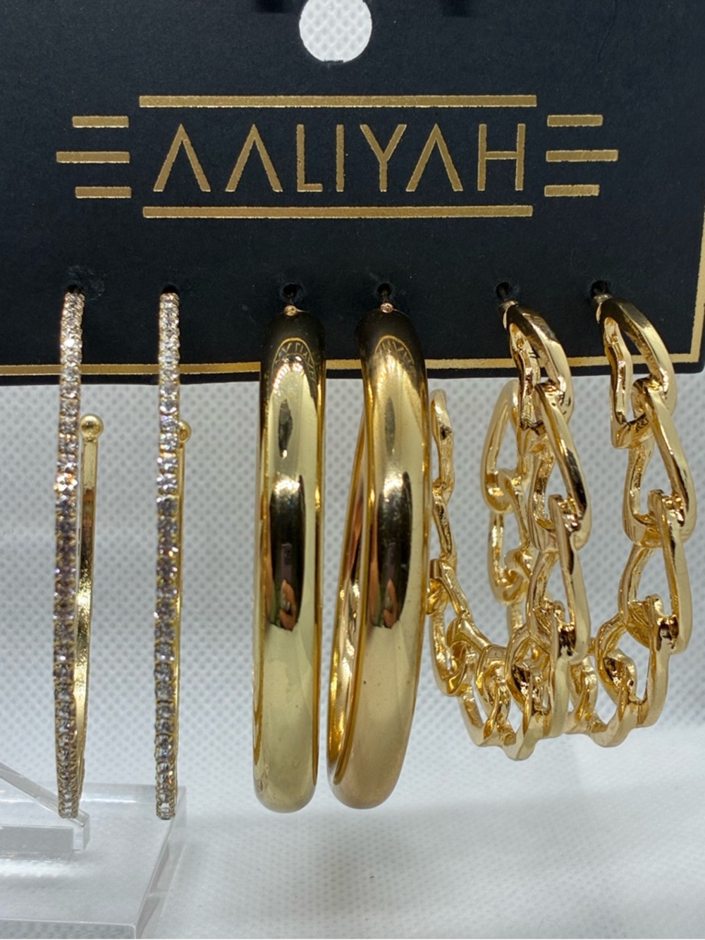 3For$20 Aaliyah 90’s Style Gold-Tone Hoop & Chain Earring Set - Picture 2 of 3